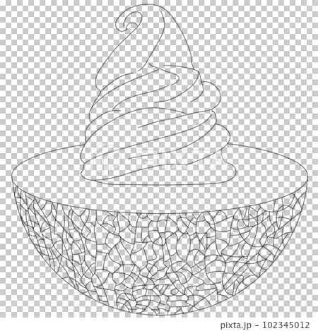 Black and white ice cream material with half melon 102345012