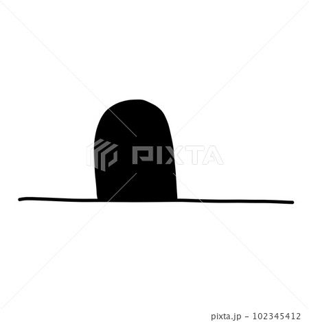 Wall with mouse hole in outline doodle style. Hand drawn illustration. Wall with mouse hole in outline doodle style. Hand drawn illustration. 102345412