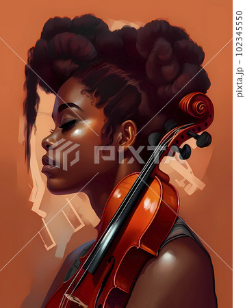 A painting of a woman with a violin vector art,...のイラスト素材