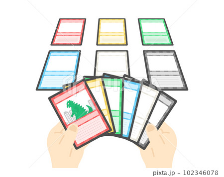 トレーディングカードゲームをプレイする人のイラスト トレーディングカードゲームをプレイする人のイラスト 102346078