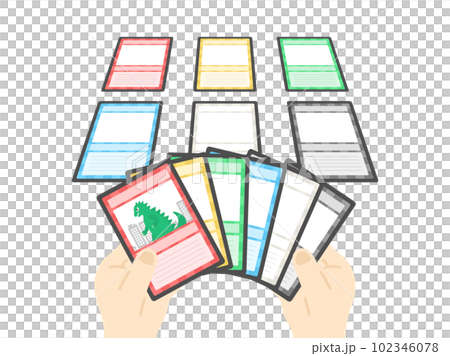 トレーディングカードゲームをプレイする人のイラスト トレーディングカードゲームをプレイする人のイラスト 102346078