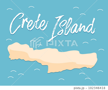 Crete island travel map vector illustration. Drawing of the territory of the part of Greece Crete island travel map vector illustration. Drawing of the territory of the part of Greece 102346418