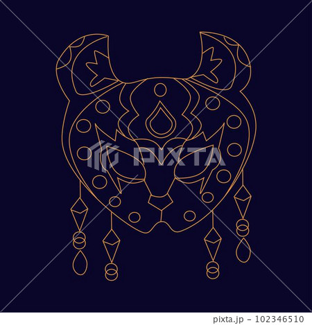 Golden lynx mask Hand draw boho fantasy art for poster or t-shirt 102346510