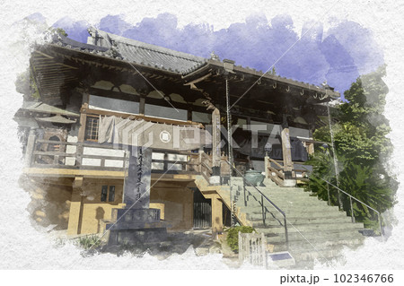 水彩画風 四国八十八箇所7番 十楽寺 本堂 徳島県阿波市 水彩画風 四国八十八箇所7番 十楽寺 本堂 徳島県阿波市 102346766