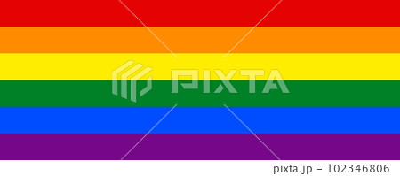 Flag LGBT squared icon, badge or button. Template design, vector illustration. Love wins. LGBT symbol in rainbow colors. Gay pride silk textile background 102346806