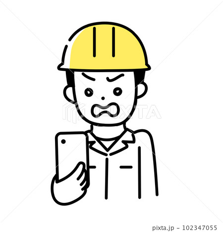 かわいい人物のイラストシリーズ _ 男性の作業員 _ 怒る かわいい人物のイラストシリーズ _ 男性の作業員 _ 怒る 102347055