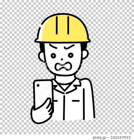 かわいい人物のイラストシリーズ _ 男性の作業員 _ 怒る かわいい人物のイラストシリーズ _ 男性の作業員 _ 怒る 102347055