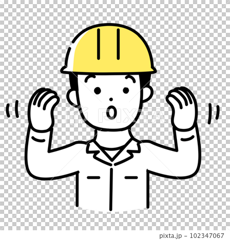 かわいい人物のイラストシリーズ _ 男性の作業員 _ 誘導　 102347067