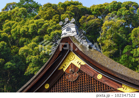 松尾大社 鳥衾 本殿の屋根 懸魚 破風拝飾 松尾大社 鳥衾 本殿の屋根 懸魚 破風拝飾 102347522