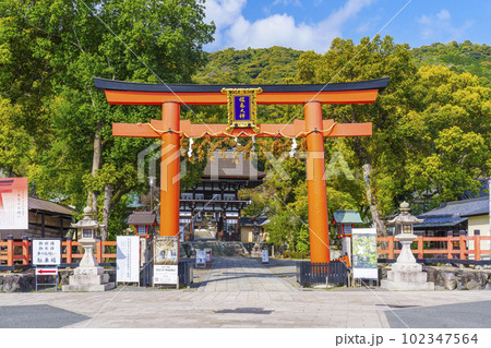 青空に映える松尾大社 赤鳥居(京都市西京区嵐山宮町) 青空に映える松尾大社 赤鳥居(京都市西京区嵐山宮町) 102347564