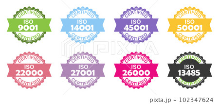 Set of ISO Certification stamp. Stamp sign - quality management systems 102347624