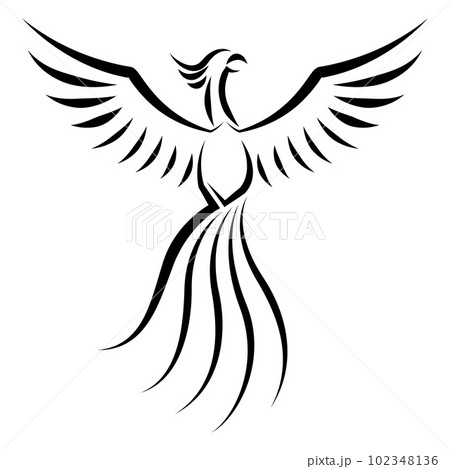 phoenix bird black and white