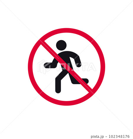 No running prohibited sign, no runner forbidden modern round sticker, vector illustration 102348176
