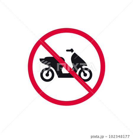 No parking scooter rohibited sign, retro moped forbidden modern round sticker, vector illustration No parking scooter rohibited sign, retro moped forbidden modern round sticker, vector illustration 102348177
