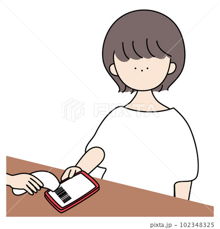スマホ決済をする女の子 102348325