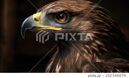 A close-up portrait of a steppe eagle. Generative AI A close-up portrait of a steppe eagle. Generative AI 102348879