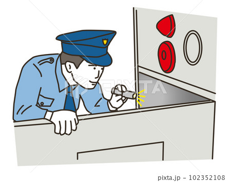 帽子と制服を着た巡回警備員の若い男性 102352108