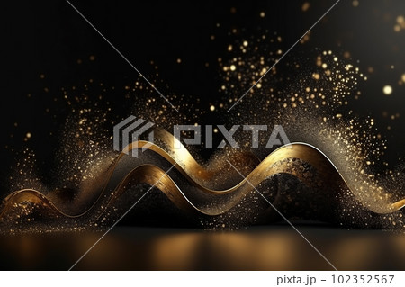 Network technology background futuristic tech golden wave background. Low poly 3d wire made with generative AI 102352567