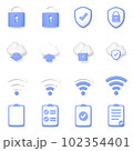16のビジネス 3Dアイコンのセットです（ロック セキュリティ クラウド Wifi ノート 青） 102354401