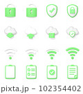16のビジネス 3Dアイコンのセットです（ロック セキュリティ クラウド Wifi ノート 緑） 102354402