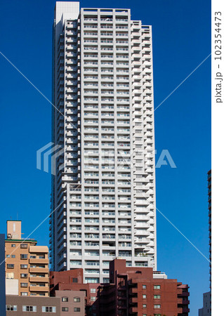 EOS5D.広島市内、快晴の高層ビル。 102354473