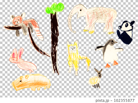 子供が描いた動物の絵 102355877