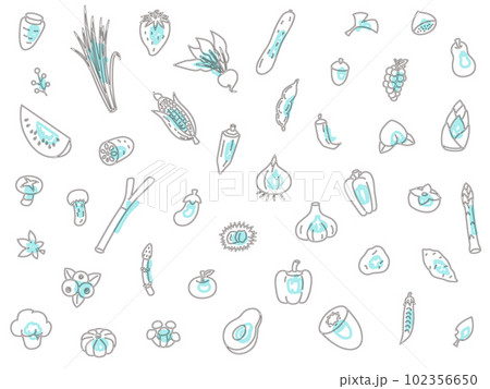 野菜の壁紙カラーイラストアウトライン 水色 野菜の壁紙カラーイラストアウトライン 水色 102356650