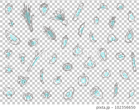 野菜の壁紙カラーイラストアウトライン 水色 野菜の壁紙カラーイラストアウトライン 水色 102356650