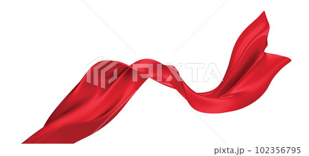 Red luxury fabric ribbon isolated on white background 3d render 102356795