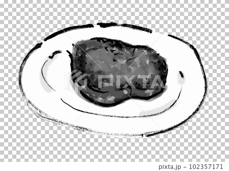 フォアグラステーキの手描き和風イラスト フォアグラステーキの手描き和風イラスト 102357171