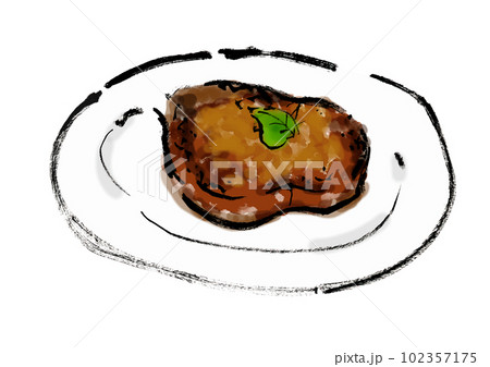 フォアグラステーキの手描き和風イラスト フォアグラステーキの手描き和風イラスト 102357175
