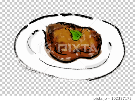 フォアグラステーキの手描き和風イラスト フォアグラステーキの手描き和風イラスト 102357175