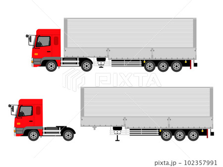 トレーラーヘッドとトレーラーが連結した大型トラックのイラスト素材 [102357991] - PIXTA