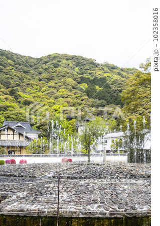吉香公園の噴水で水を飲む鳩 吉香公園の噴水で水を飲む鳩 102358016