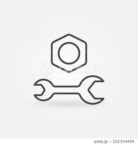 Wrench with Screw-nut outline vector concept icon or sign 102359495
