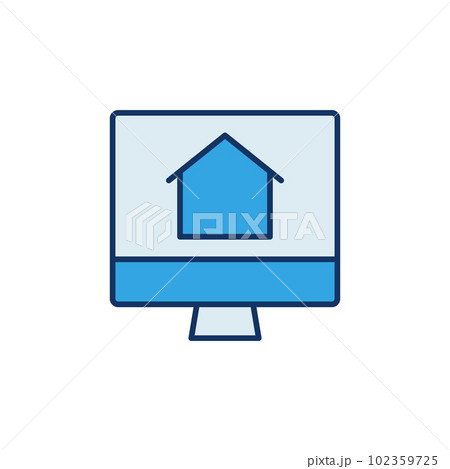 House Building on Computer Screen vector colored icon House Building on Computer Screen vector colored icon 102359725