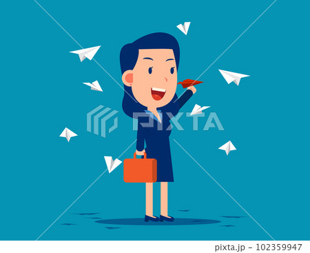 Business person with flying paper airplanes. Creative business innovation concept 102359947