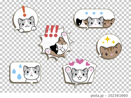 Speech bubble set with cat's emotional expression Speech bubble set with cat's emotional expression 102361660