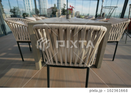 modern sofa on rooftop coffee shop for relaxing  102361668