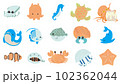 海の生き物のイラスト素材 102362044
