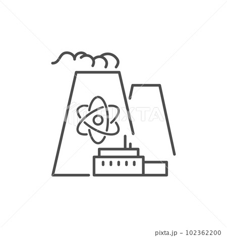 Nuclear power plant related vector linear icon 102362200