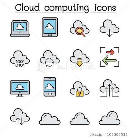 Cloud computing color line icon set Cloud computing color line icon set 102365552