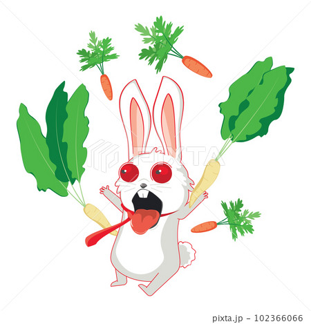 White bunny with carrot 102366066