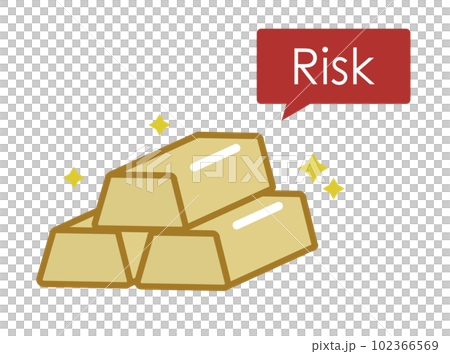 Illustration of the risk of pure gold investment Gold bar icon 102366569