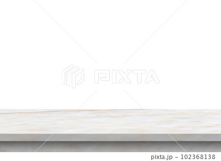 white marble stone table top isolated on white background for product display 102368138