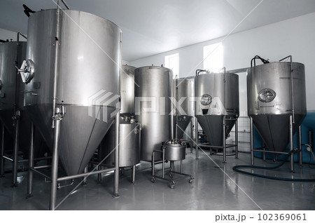 beer production plant. interior of modern technological brewery beer production plant. interior of modern technological brewery 102369061