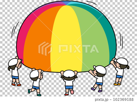 Athletic meet Para-balloon Create a mountain with air in the center 102369188