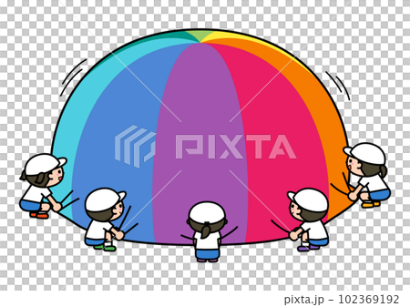 Athletic meet Para-balloon Create a mountain with air in the center 102369192