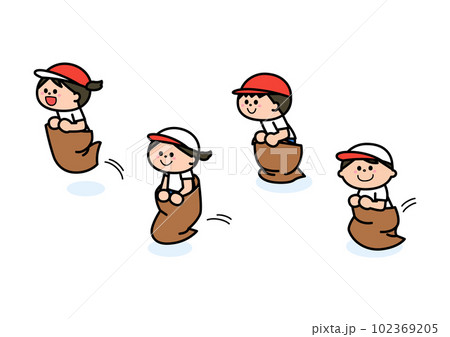 運動会競技　みのむし競争・袋跳び競争 102369205