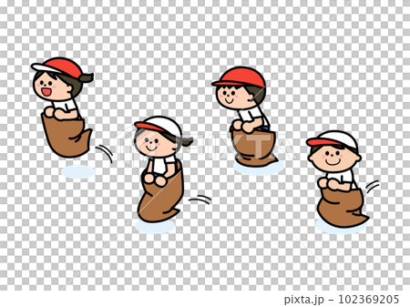 運動会競技　みのむし競争・袋跳び競争 102369205